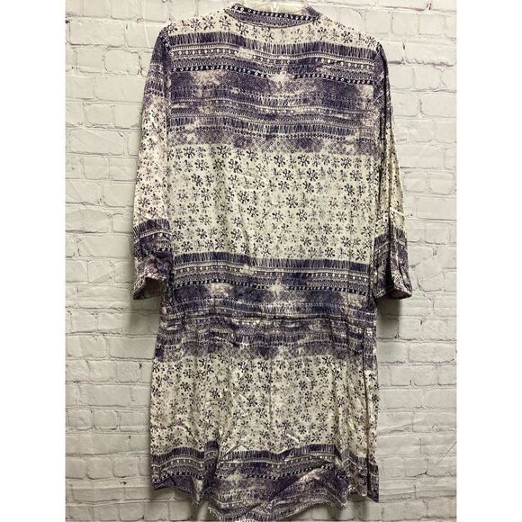 Michael Stars Womens Purple Aztec Dress 3/4 Sleeves V Neck Tie Waist Casual M - Picture 8 of 11